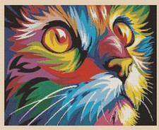 Colorful Cat Counted Cross Stitch Chart No.2-392/2a 