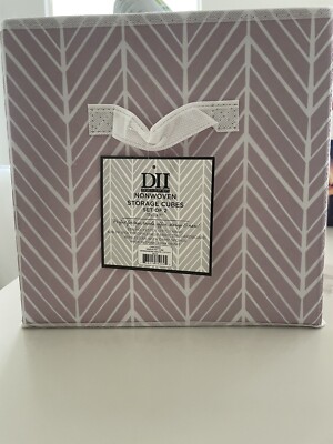 New DII Non Woven Storage Collection Polyester Herringbone Bone Mauve Set Of 2