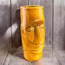 Tiki Mug Cup Tall Ceramic Barware Cup Brown Glazed Drinking Cup Whimsical Decor