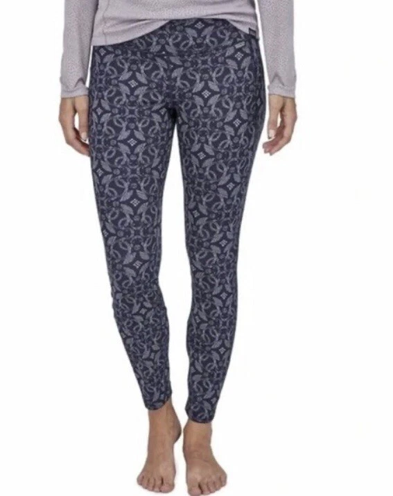 Patagonia Capilene Baselayer Leggings Navy/White Arctic OX Geo Pattern Sz S