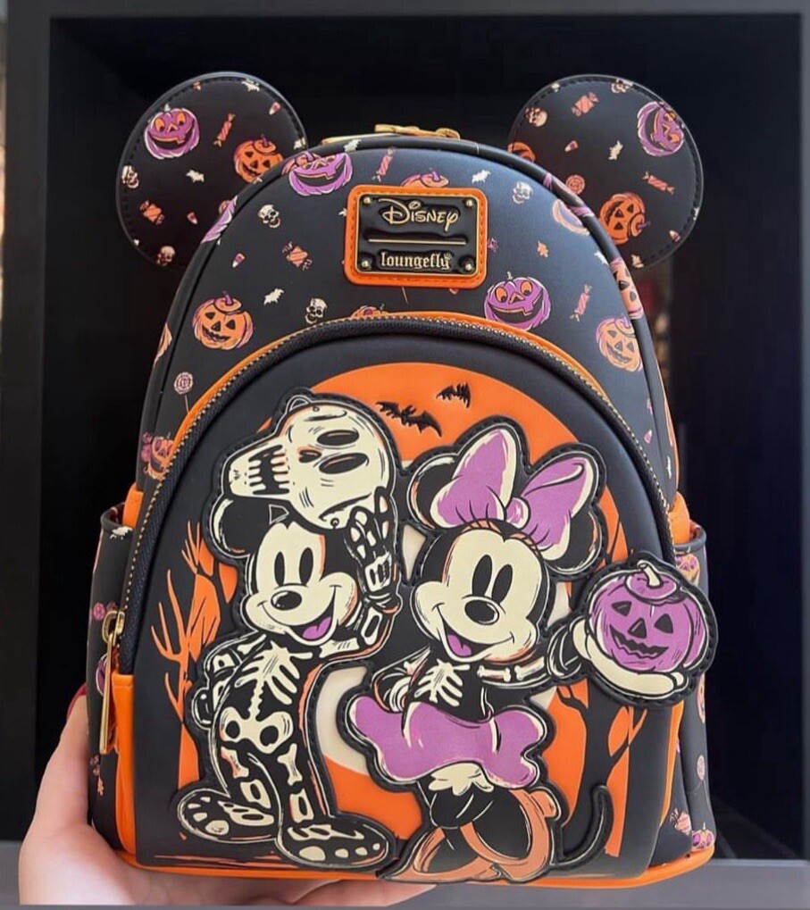 Loungefly Disney ミッキー ミニー ミキフレ ショルダー Loungefly Disney Mickey & Minnie Skeleton Glow-in-the-Dark