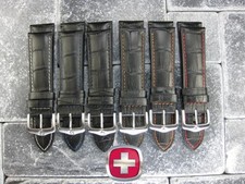 New 22mm VICTORINOX SWISS ARMY Black LEATHER STRAP CAVALRY BAND Alligator Grain