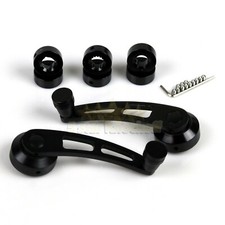 2pc Long Black Alum Windowdoorwinder Crank Handles 3 Slit Fit Adapters