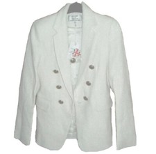 Helene For Denim Wardrobe Button Detai Blazer Jacket Ivory Size 8 Rrp £185