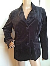 Gently Worn Izod Black Velvet Double-breasted Button-up Coat Size 14