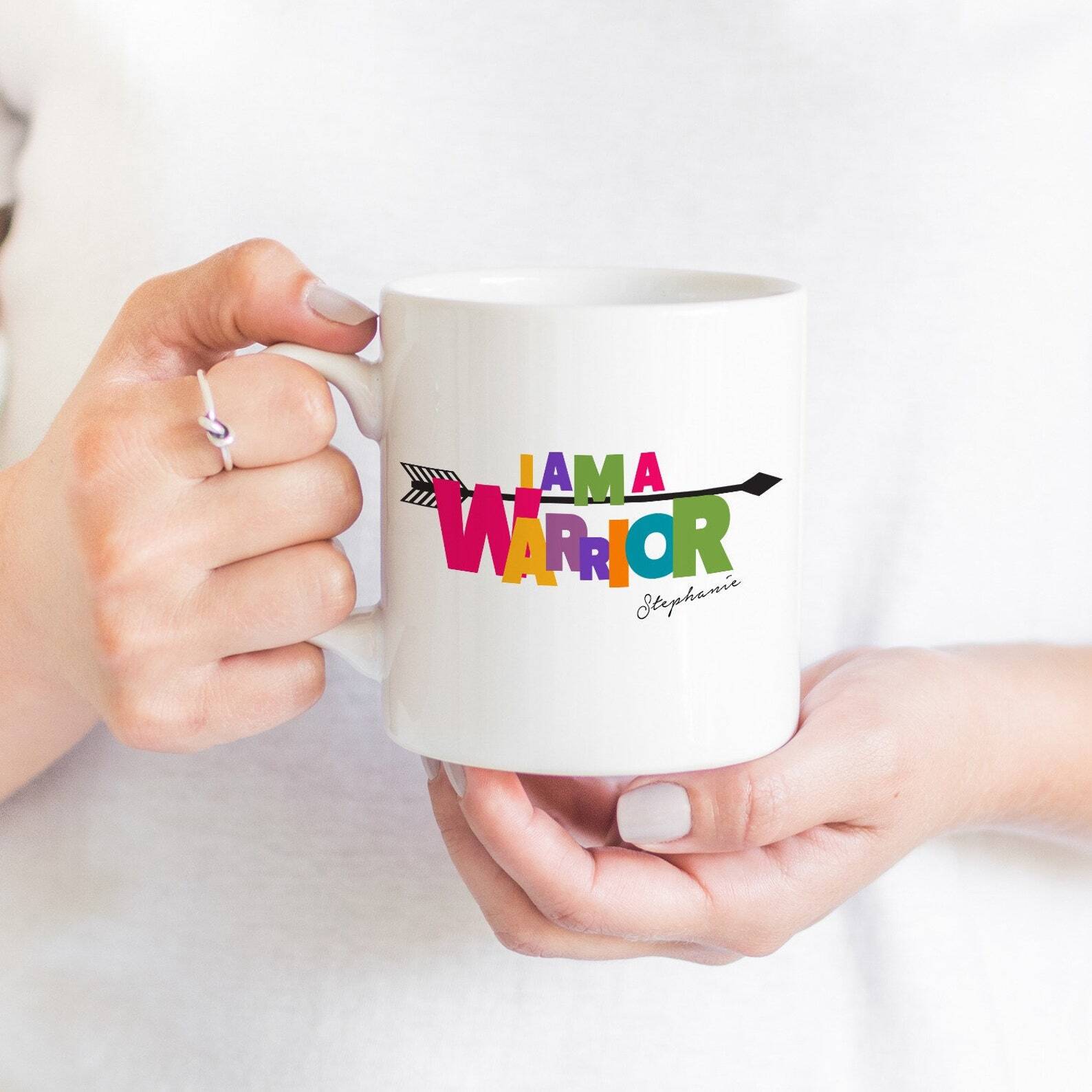 I Am A Warrior Mug With Name Personalised Gift For Cancer Heart Attack Survivor