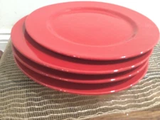 4 Over and Back round Dinnerware  Plates chargers 12'' Red Contemporary NWOT