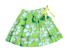 Lilly Pulitzer Green Yellow Floral Camille Pleated Wrap Skirt 0 A-Line Fresh Air