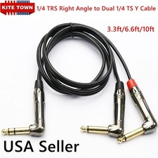 1/4 TRS Right Angle to Dual 1/4 TS Right Angle Stereo to Mono Splitter Y Cable
