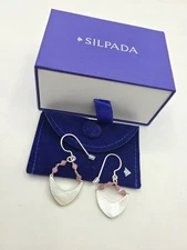 Silpada Timeless Art Drop Earrings Sterling Silver Mother of Pearl