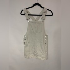 Lulus Overall Mini Dress Jumper Denim Ivory 90s vibe Womens SZ XS