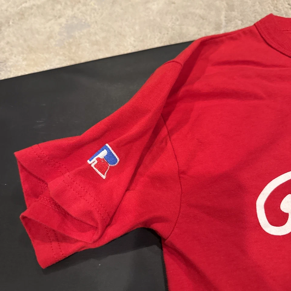 VTG Philadelphia Phillies 1/4 Button 50/50 Jersey Shirt Russel MLB Youth Size XL - Image 4 of 4