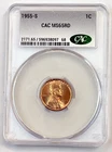 1955-S Lincoln Wheat Penny CAC MS65 RD 1c One Cent San Francisco US Coin Red