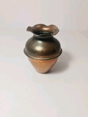 Vintage Miniatur Kupfer und Messing gewellter Rand dekorative Vase ~ 31/3'' hoch