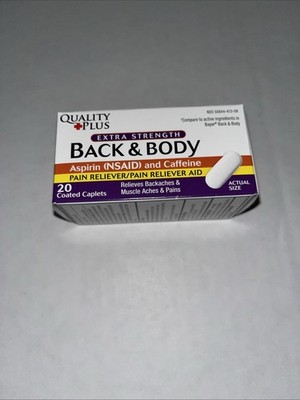  Extra Strength Back & Body Pain Reliever Caplets - 20 Coated Caplets.