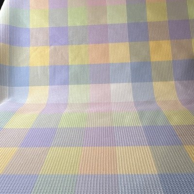 Pastel Checkered Rib Knit Fabric Bulk Lot 8.75 Yards  44  Wide/Multicolor