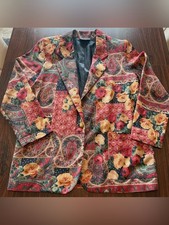 Claude Women s Floral Paisley Rose Vintage Tapestry Blazer Jacket Size M 8-10