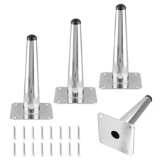 4pcs 6 Inch Furniture Legs, Straight Conical Metal Legs Chrome Mid-Century St...