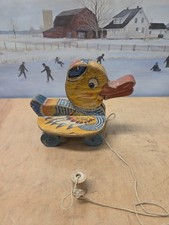 VTG FIsher Price Wooden Pull Toy Gabby Duck  ...