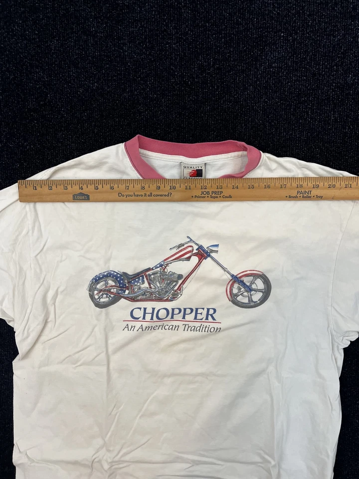 Vintage Chopper Shirt Mens 2XL White Biker Motorcycle American Tradition 90s Tee - Изображение 4 из 4