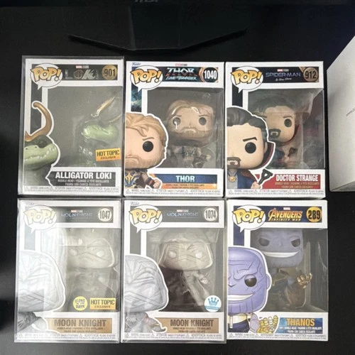 Funko Pop! Marvel Vinyl Figure Lot Loki Thor Doctor Strange Moon Knight Thanos