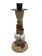 Shabby Chic Rustykalny drewniany świecznik Love Heart