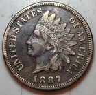 1887 Indian Head Cent ⭐ Large Reverse Pre-cud Die Break Error ⭐ IHC Full Liberty