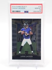 LAMAR JACKSON 2018 PANINI SELECT #70 ROOKIE RAVENS PSA 10 Q0004