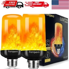 LED Flame Light Bulbs - 4 Modes Flickering Effect for Festive Decor - 2 Pack