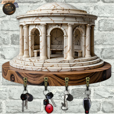 Wand Schlüsselanhänger 30cm - Europäischer Stil Marmor Organizer 2D 4 Haken Eingang