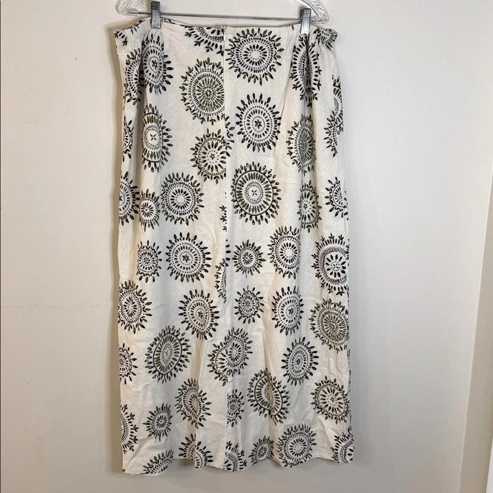 Falda floral Cato Mujer Mezcla Lino Neutro Crema y Marrón Cremalleras Forrada TALLA 18/20 Foto 2 de 4