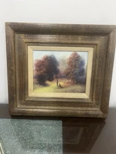 Landscape Oil Painting Garden  Peace Greens  Framed Original Signed