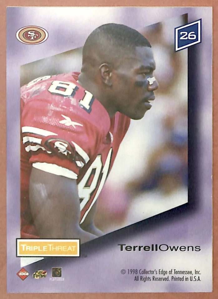 1998 Collector's Edge Supreme Season Review Triple Threat (T3) #26 Terrell Owens - Image 2 of 2