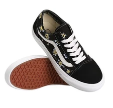 VANS Old Skool Trippy Grin Floral Black Men's Classic Skate Shoes Size 10 NEW!!!