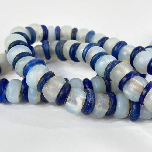 Baby Moon and Blue Dutch Donut Trade Beads 34 Inch