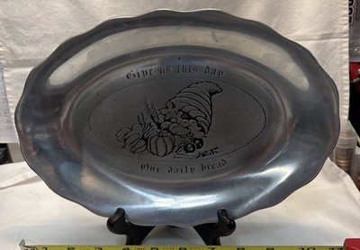 Vintage, Pewtarex Pewter Plate Serving Platter Give Us Daily Bread York,PA-Nice!