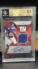 2018 Panini XR Saquon Barkley Rookie Signed Patch Card RSA-2 4/15. rookie card picture