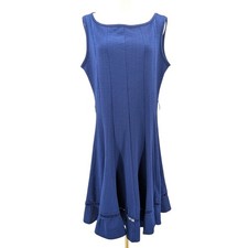 Flowy Blue Sleeveless Midi Dress XL Romantic Boho Ruffle Hem
