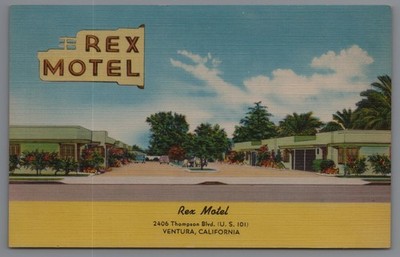 Vintage Rex Motel Ventura California Linen Postcard U.S. 101