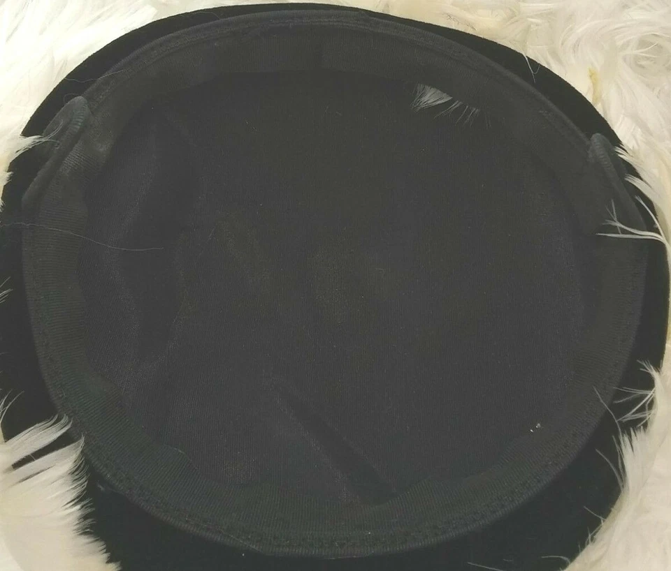 Sombrero de vestir formal vintage años 50 para mujer, terciopelo negro con plumas blancas  Foto 3 de 3