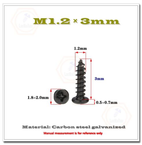 Tornillos autorroscantes cabeza pan Phillips negra M1 M1.2 M1.4 M1.5 M1.7 M2 M2.5 M3 - Imagen 8 de 58