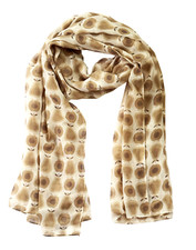 ORLA KIELY x UNIQLO Oblong Scarf Stole Pear Apple Print Woven Brown Tan 28 x 70"