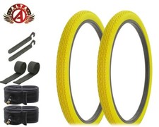 ALTA BICYCLE WIRE BEAD CRUISER TIRES 26x2.125 YELLOW HEAVY DUTY DIAMOND 8pc SET.