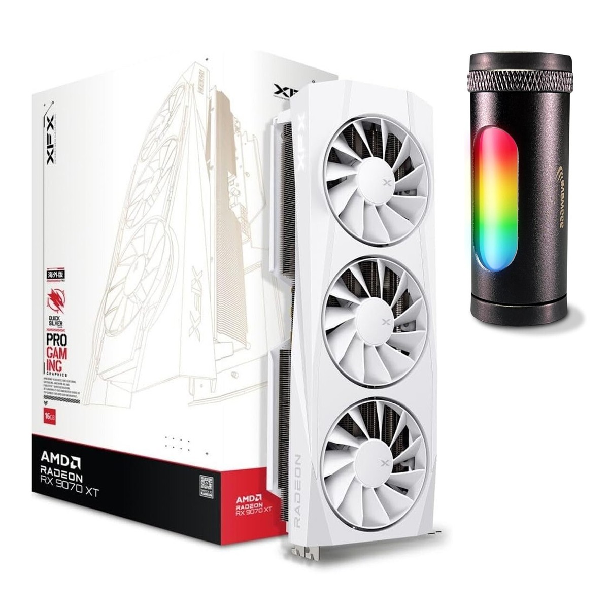 XFX Quicksilver AMD Radeon RX 9070XT White Video Card & ARGB GPU