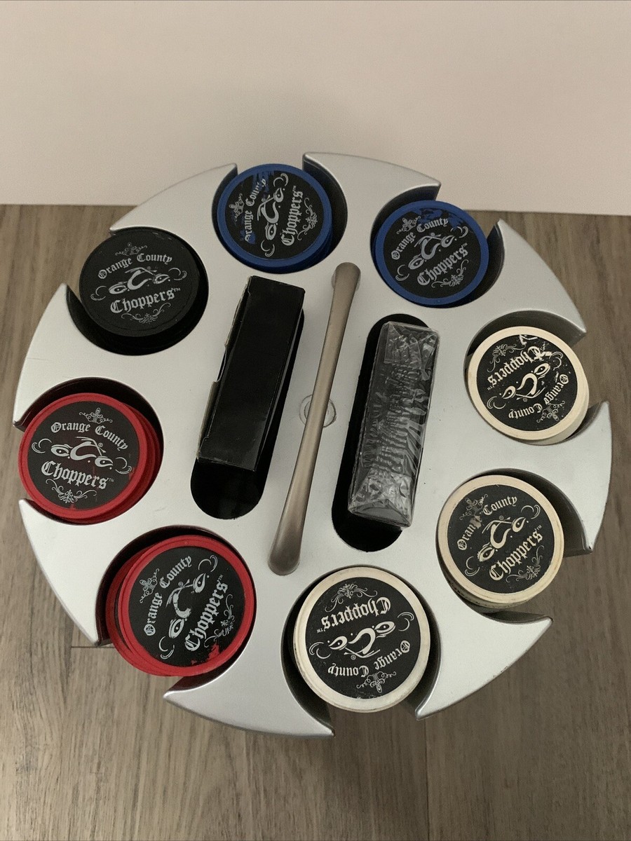Orange County Choppers Poker Chip Set Gray Spin Barrel 2 Deck