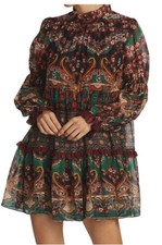 Alice & Olivia Marella Mockneck Paisley Shift Dress Size 0