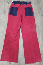 DEADSTOCK Seafarer Brushed Two Tone Pants Jeans Flared Red Blue Hillbilly 28x28