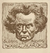 Exlibris ART DECO Exlibris "Beethoven" by MALY P. FRANTISEK /1882-1952/Czechia
