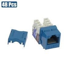 48 Pcs Cat6 RJ45 Network LAN Ethernet Keystone Jack 110 Punch Down Snap-In Blue