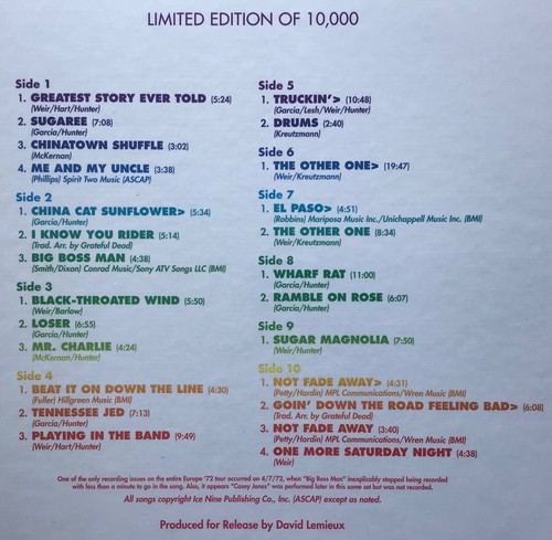 Grateful Dead - London, Wembley Empire Pool April 7, 1972, 5-LP Sealed Vinyl Box - Picture 4 of 5